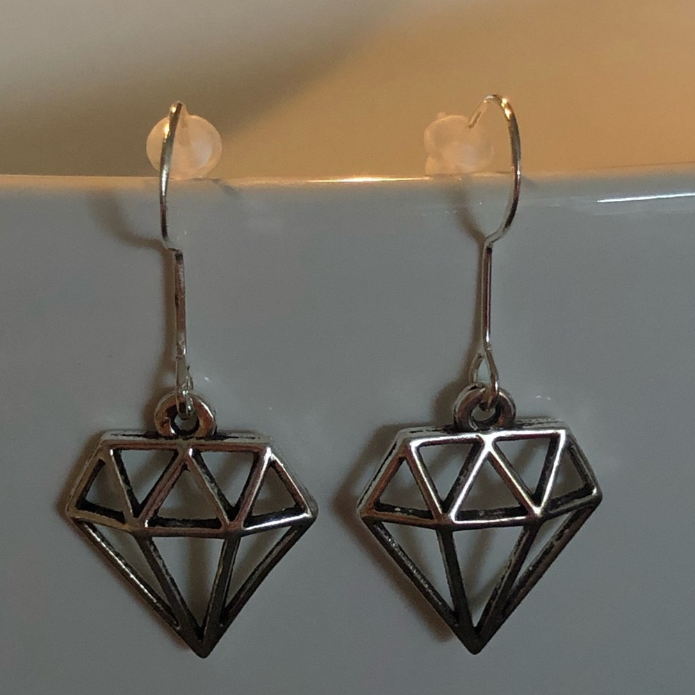 Diamond sterling silver dangle earrings